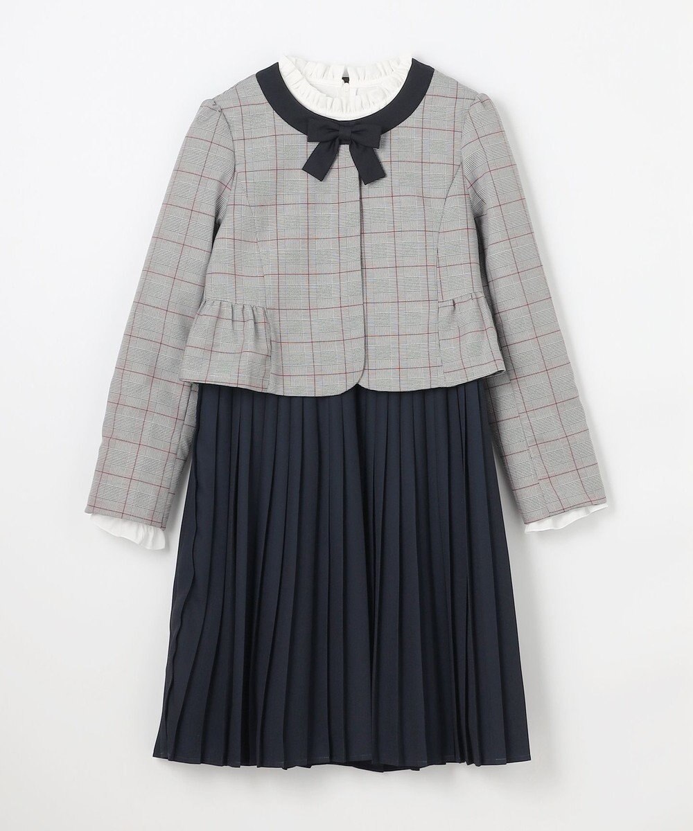 組曲 KIDS 【150-170㎝】グレンチェックジャケット＆プリーツワンピース セット 