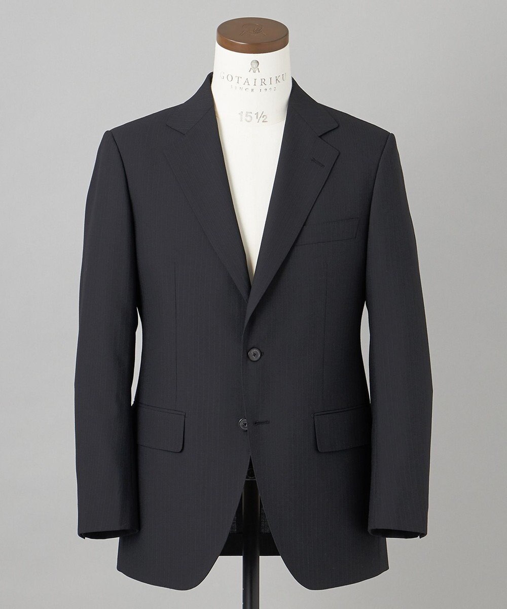 GOTAIRIKU 【オールシーズン対応】WOOL×POLYESTER ライトウェイト スーツ（ブラックストライプ） 