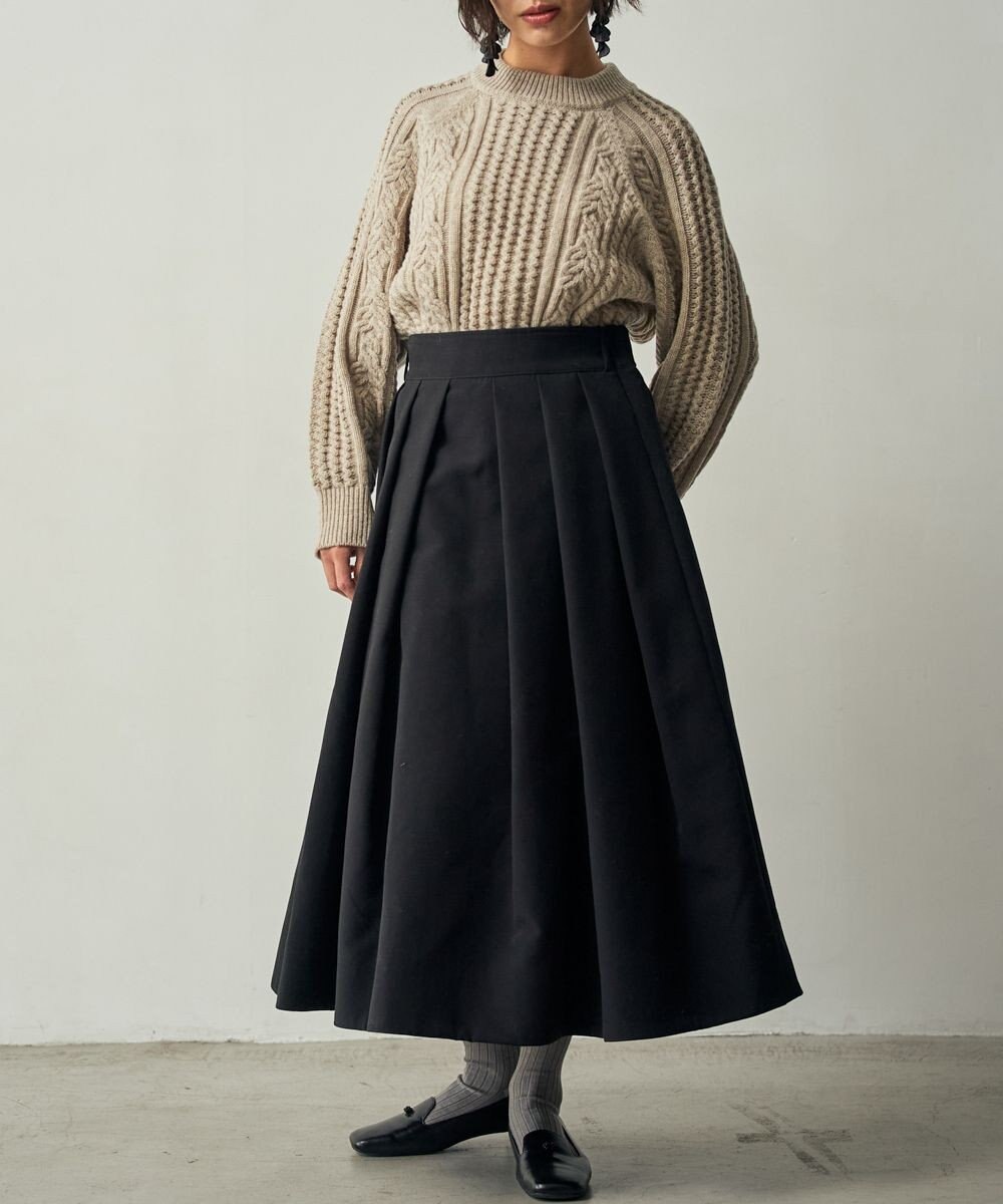 muuc トリプルクロス タックフレアスカート｜軽くてふっくらした三重織り生地・セットアップ可能 