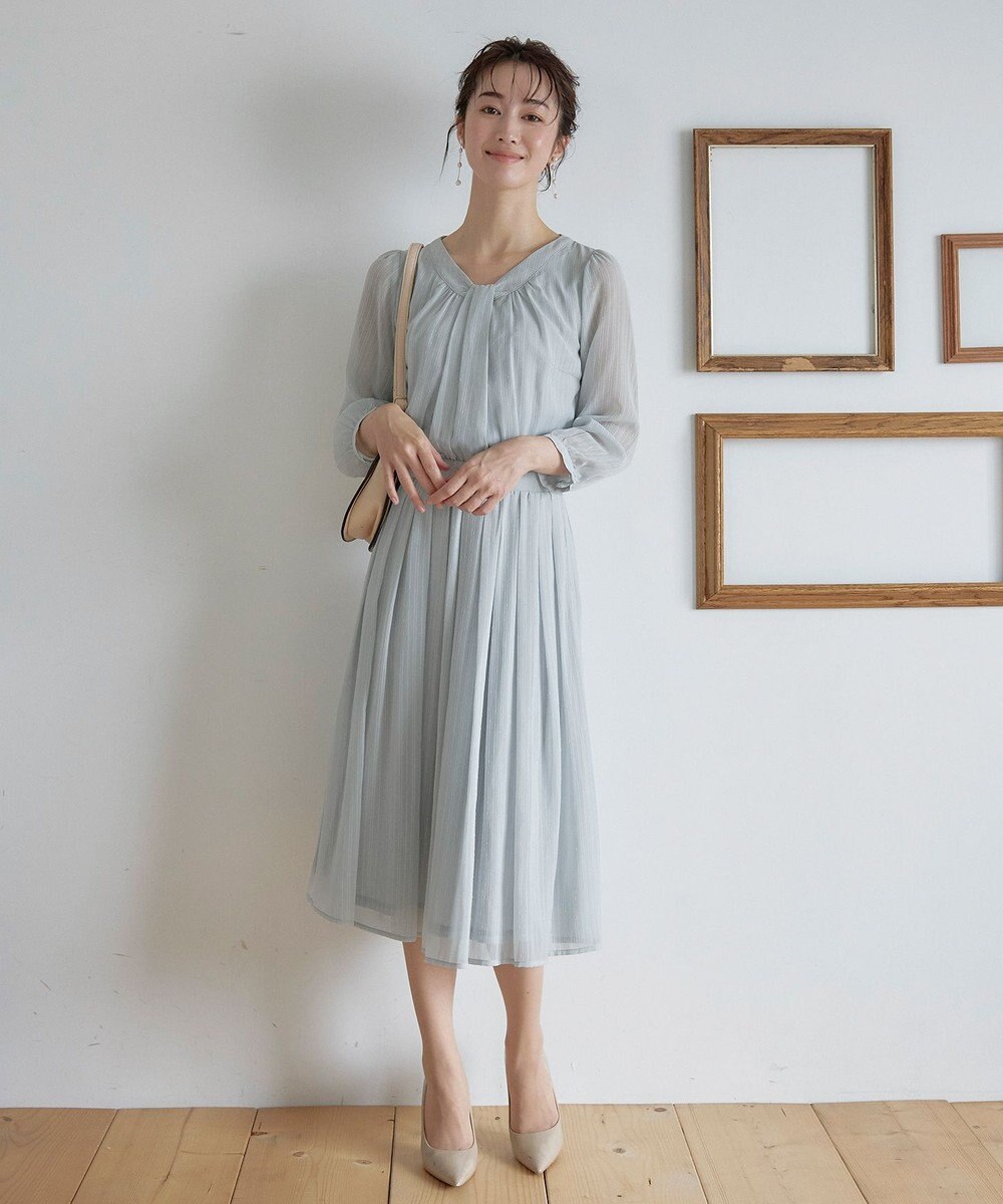 Tiaclasse 【新色追加・洗える】シフォンギャザーワンピース 