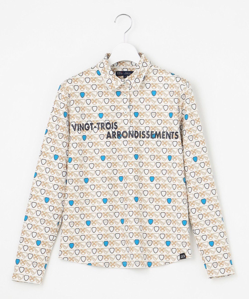 23区GOLF 【WOMEN】【UVカット】エンブレム柄ポロシャツ 