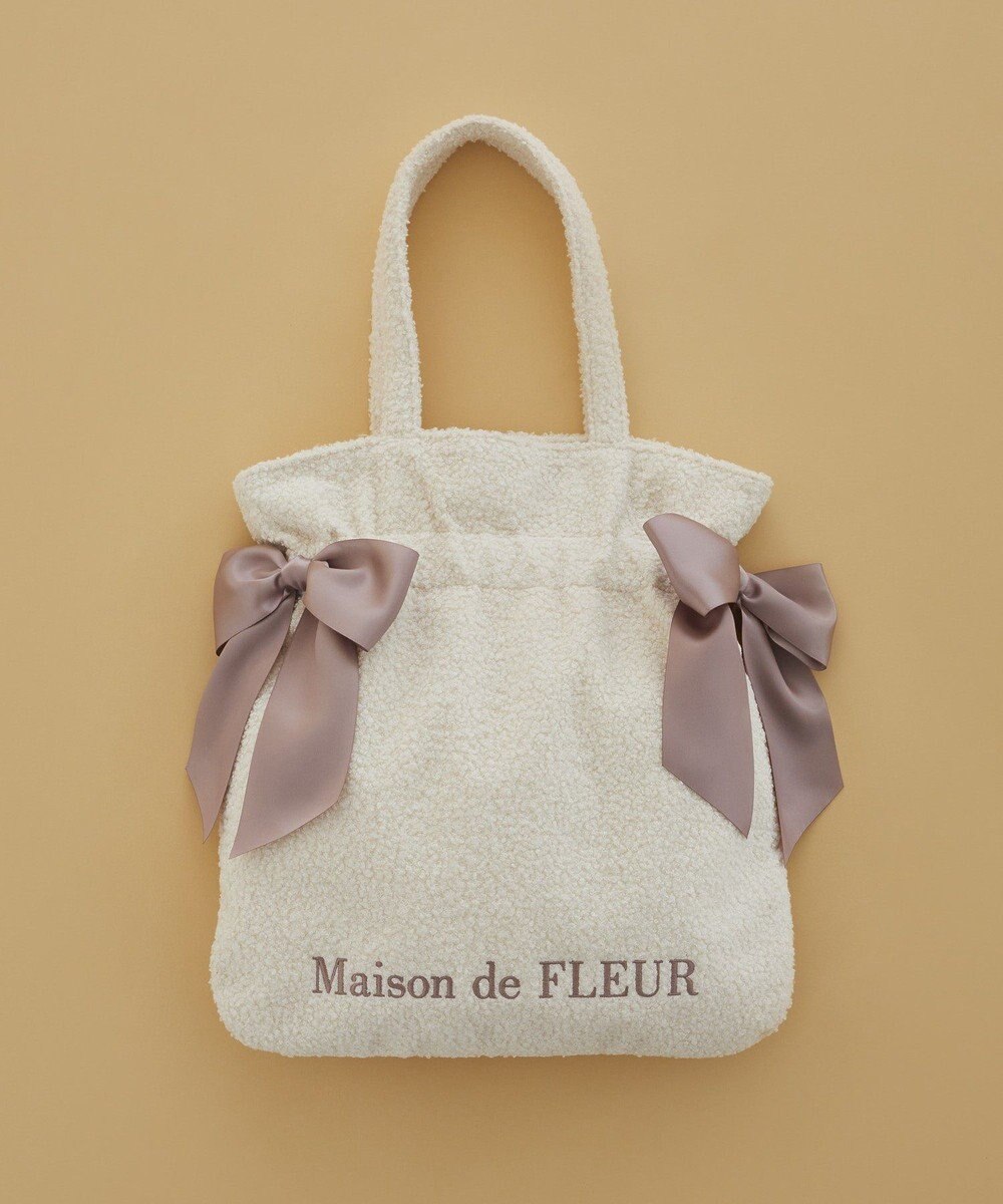 Maison de FLEUR ボアダブルリボントートバッグ 