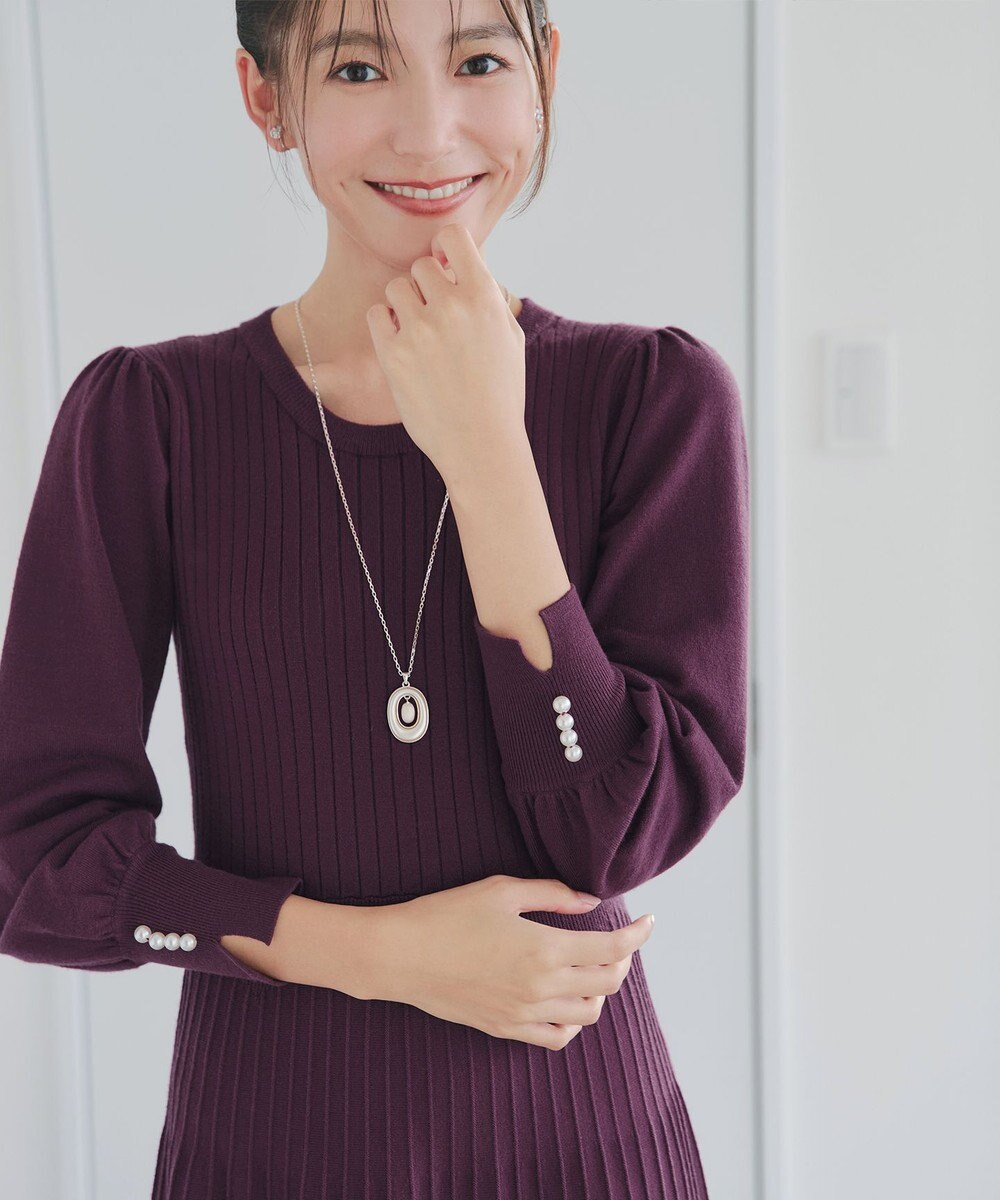 Tiaclasse L リブニットパフスリーブワンピース 