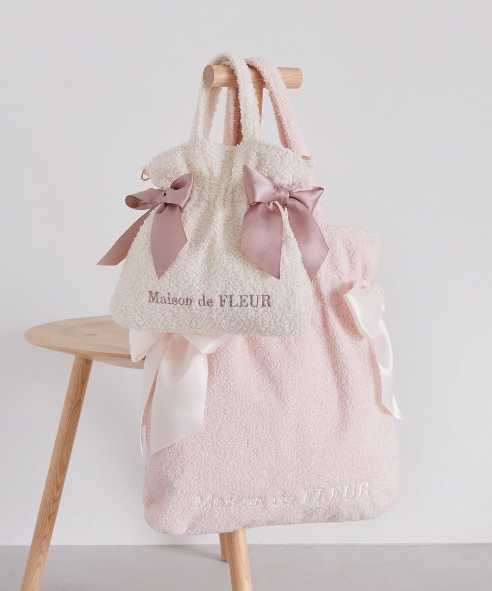 Maison de FLEUR ボアダブルリボントートバッグ 