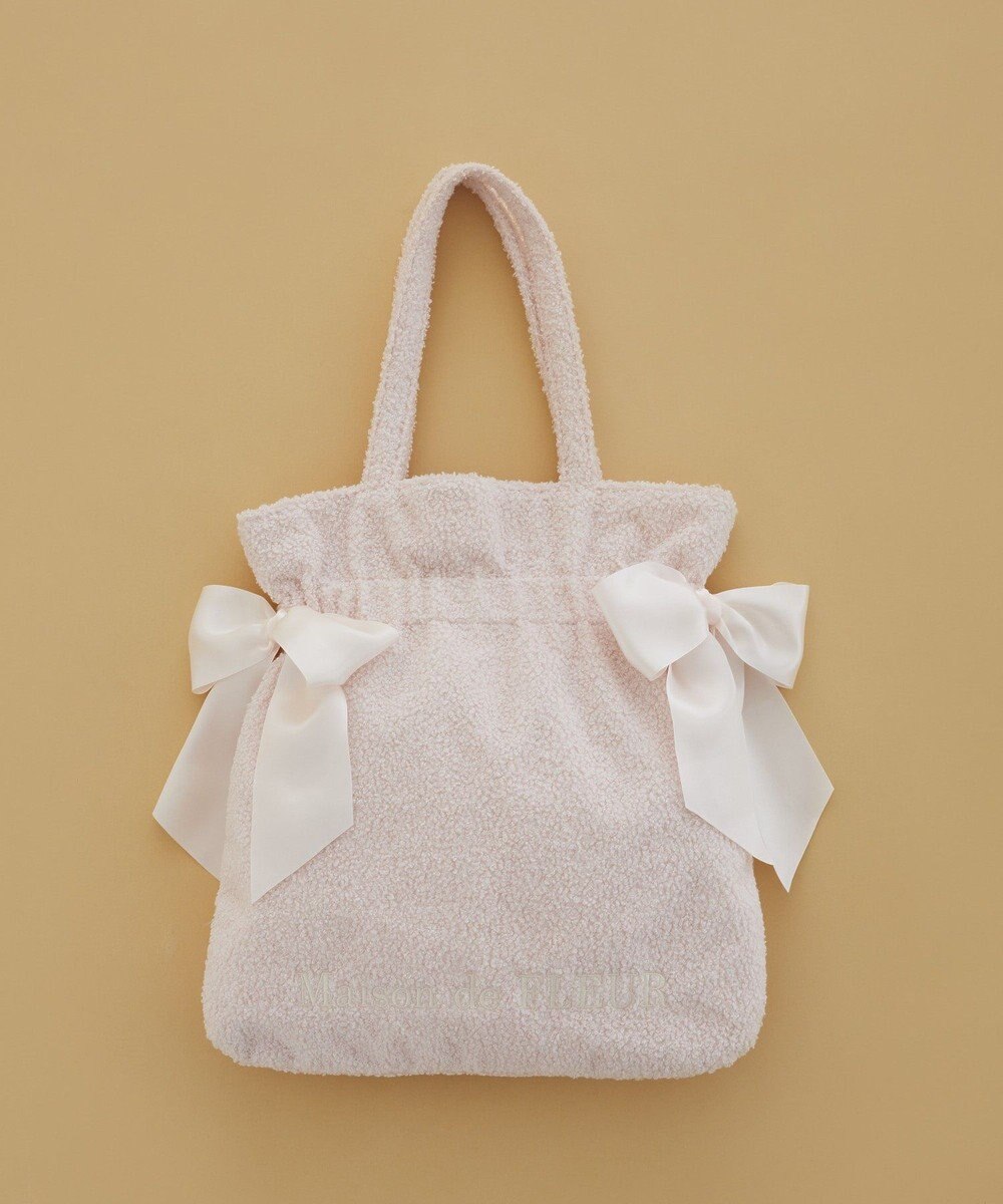 Maison de FLEUR ボアダブルリボントートバッグ 