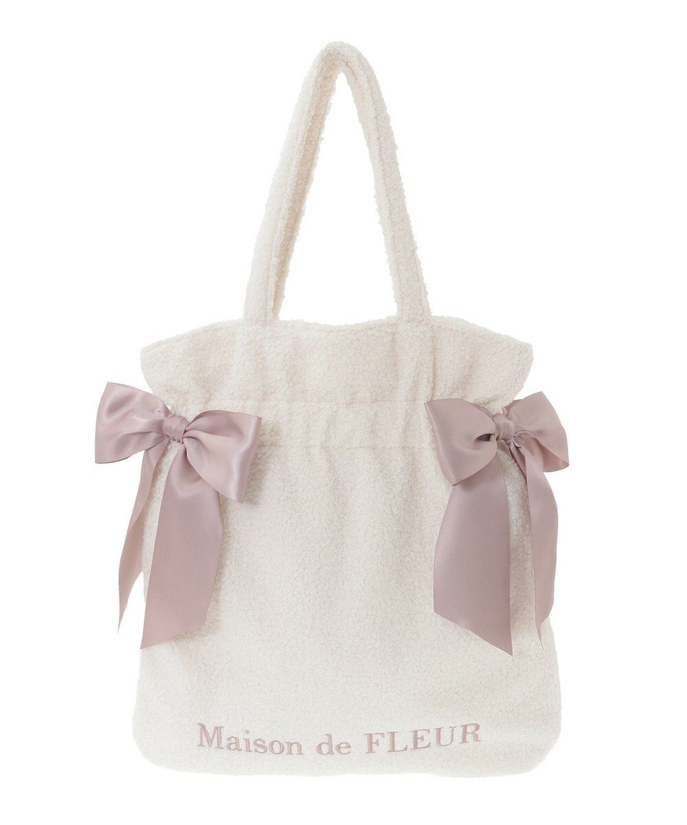 Maison de FLEUR ボアダブルリボントートバッグ 
