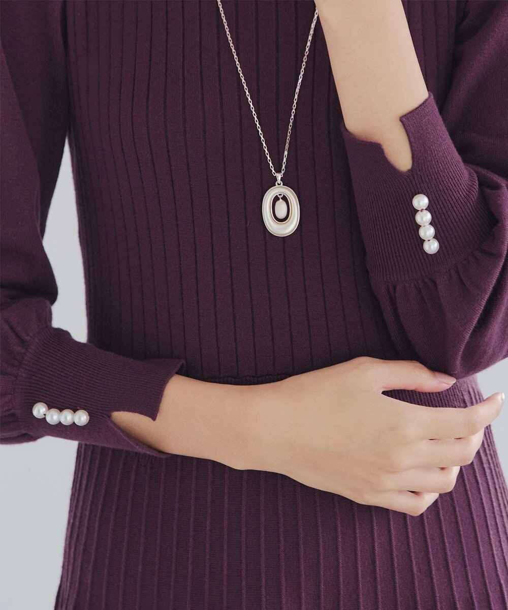 Tiaclasse L リブニットパフスリーブワンピース 