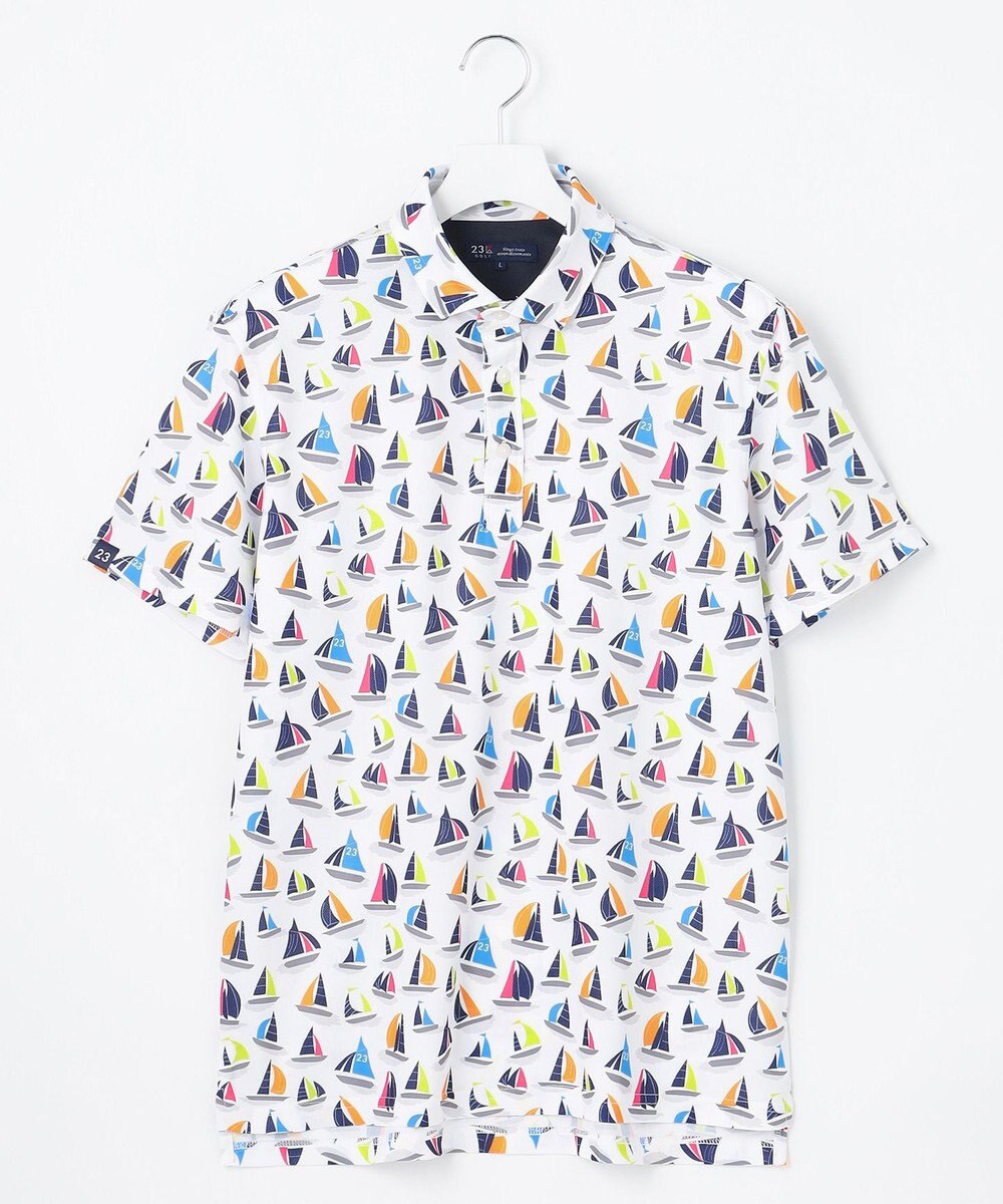 23区GOLF 【MEN】【吸水速乾・UVケア】マルチヨットプリント 半袖ポロシャツ 