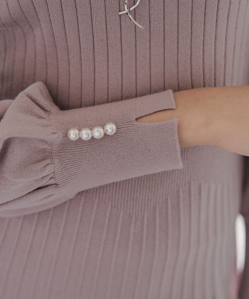 Tiaclasse L リブニットパフスリーブワンピース 