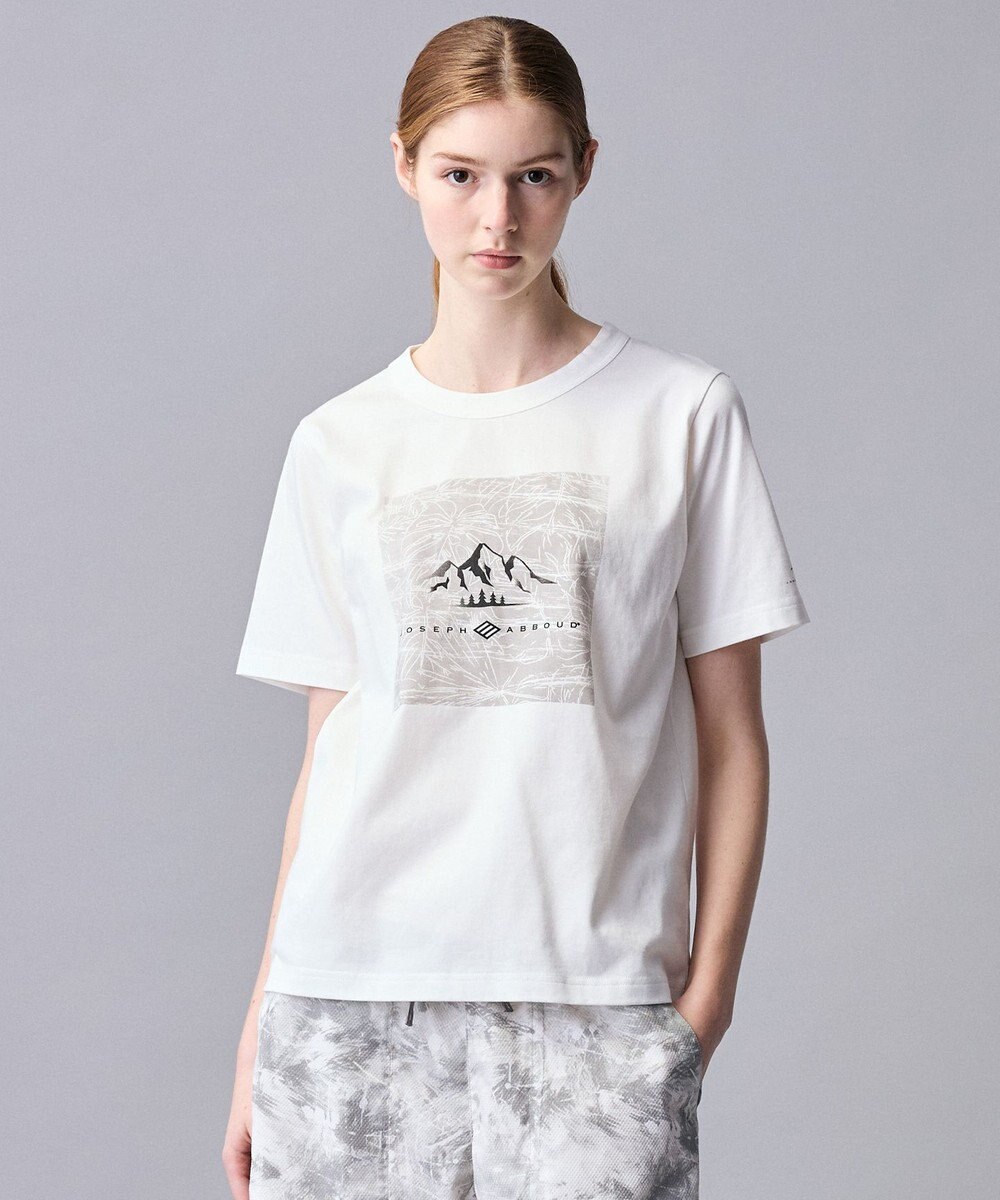 JOSEPH ABBOUD MOUNTAIN 【ゆったり】プレーティング天竺 リーフプリントアウトドア Tシャツ 