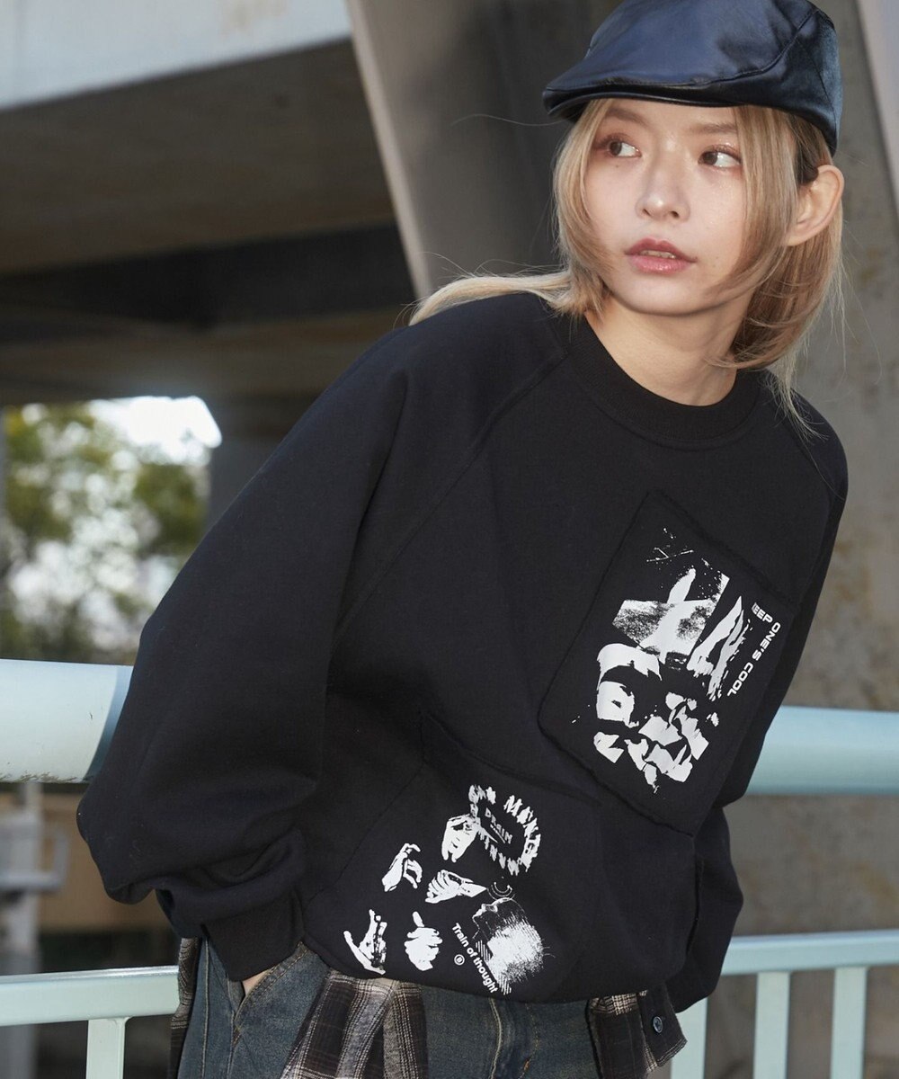 WEGO 【ユニセックス着用ITEM】フォトペーストグラフィックプルオーバー 