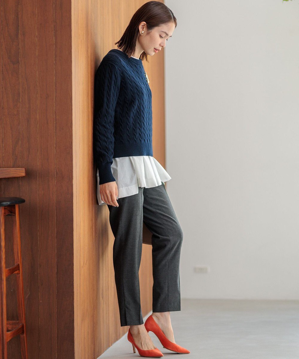 組曲 L 【前後着用可】コットンカシミヤ混2WAYケーブル ニット 