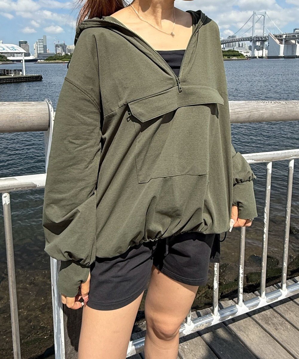 WEGO 【UVカット/吸水速乾/水陸両用/ラッシュガード】ハーフジップアノラックパーカー 