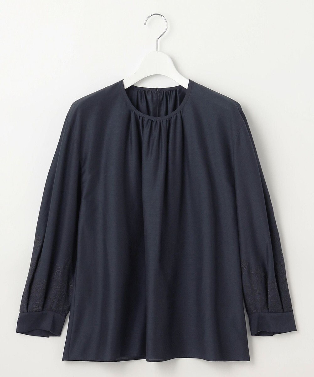 自由区 L 【洗える】シアーエンブロイダリープルオーバー ブラウス 