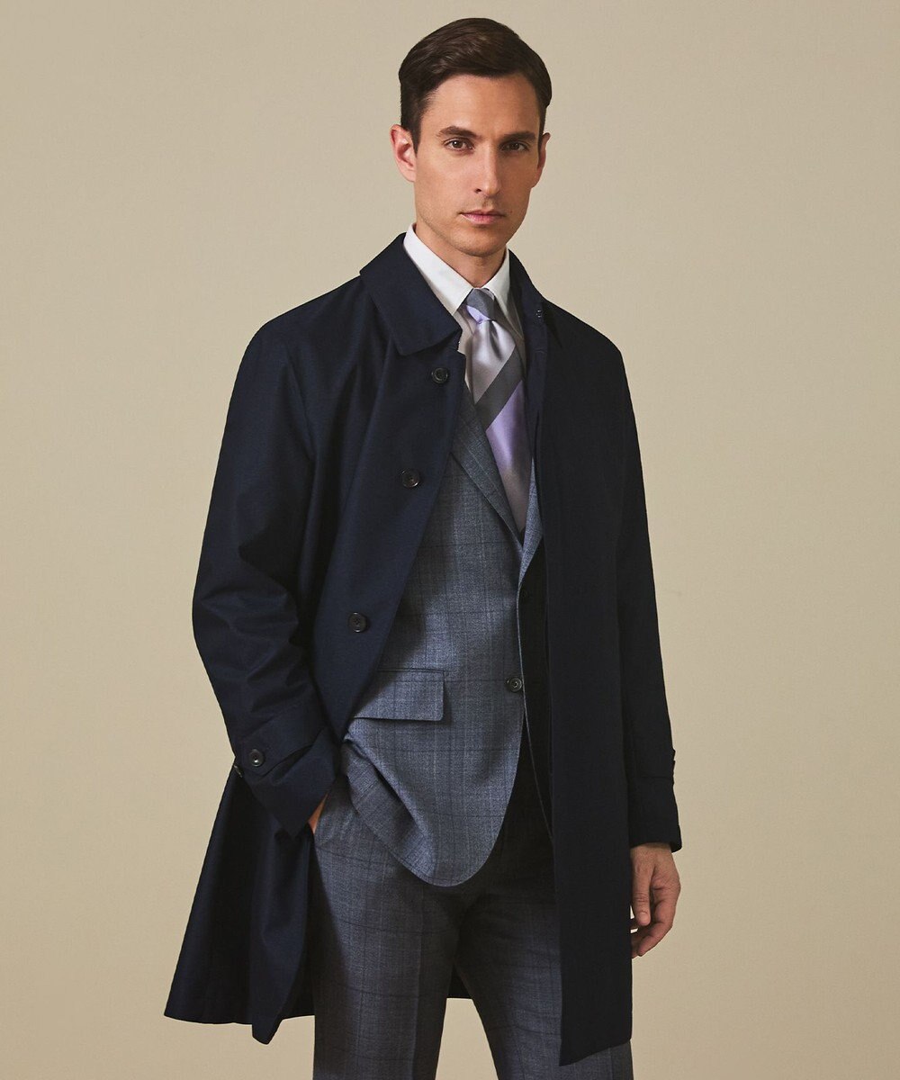 GOTAIRIKU 25年新作/3シーズン対応【防水/軽量/シワになりにくい】メランジカルゼ ステンカラーコート_無地 