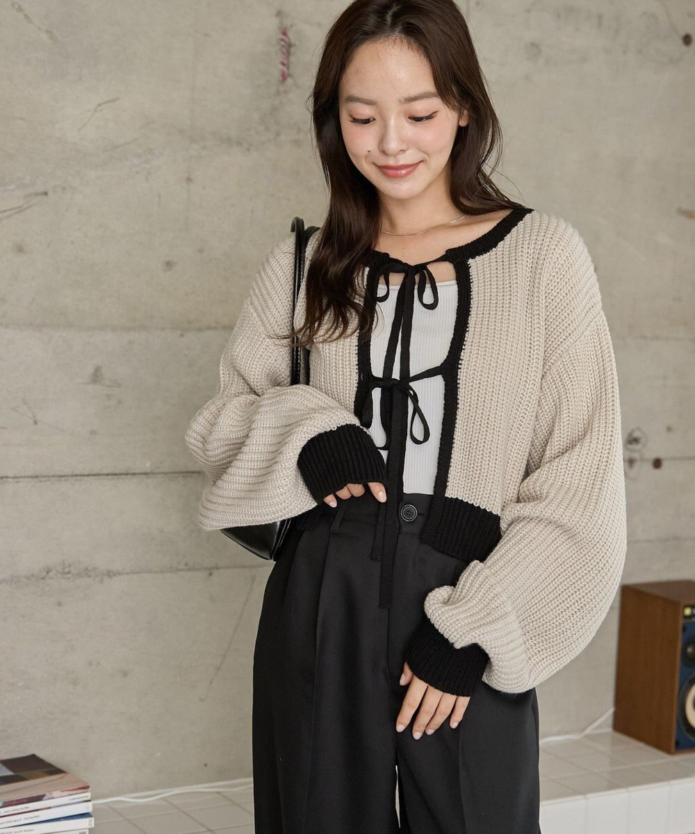 WEGO 【2024年秋冬新色カラー追加★】リボン2WAYカーデ 