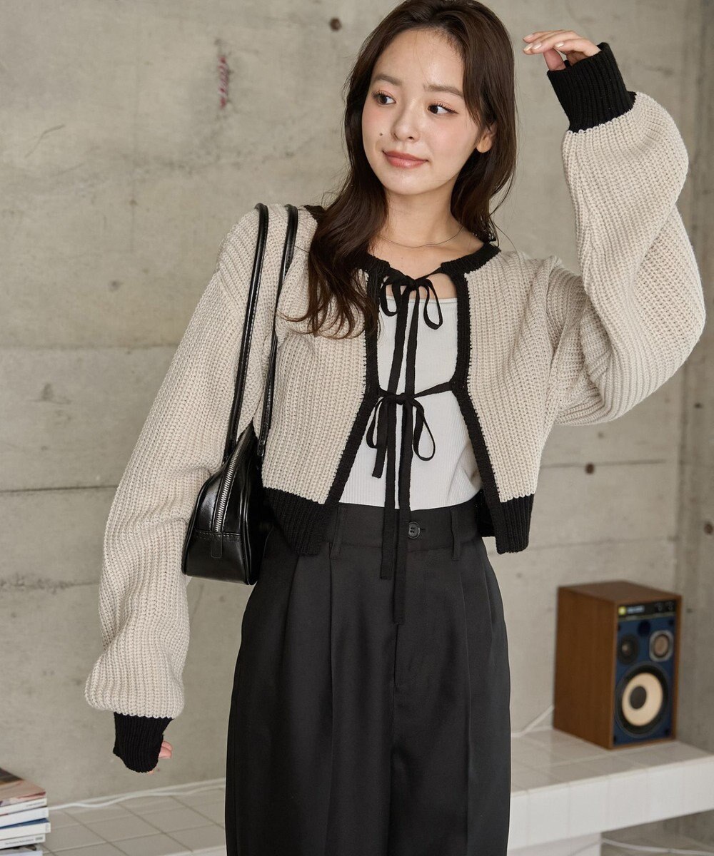 WEGO 【2024年秋冬新色カラー追加★】リボン2WAYカーデ 