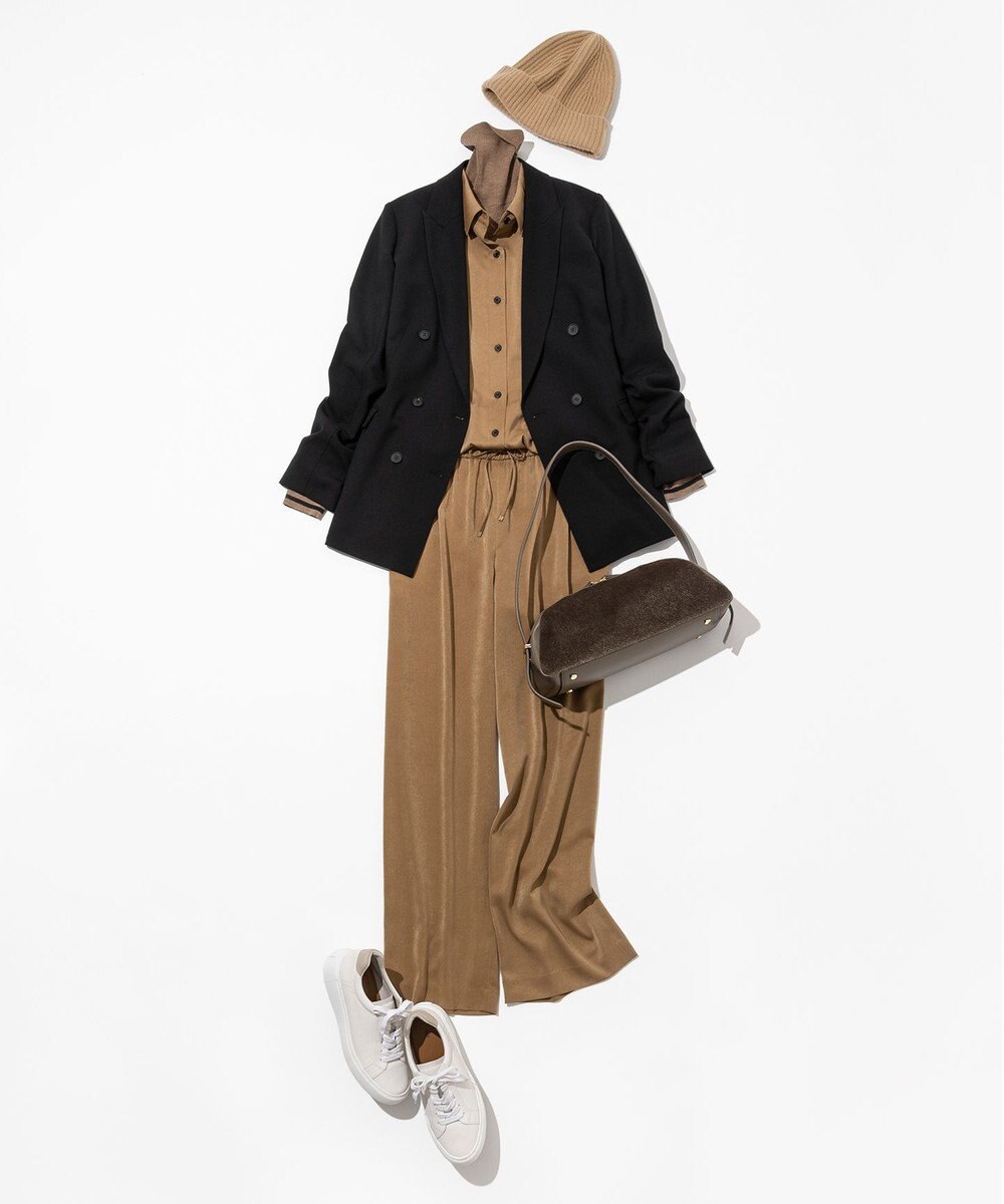 23区 L 【見上愛さん着用/Oggi10月号掲載/洗える】スエーディーサテン シャツ 