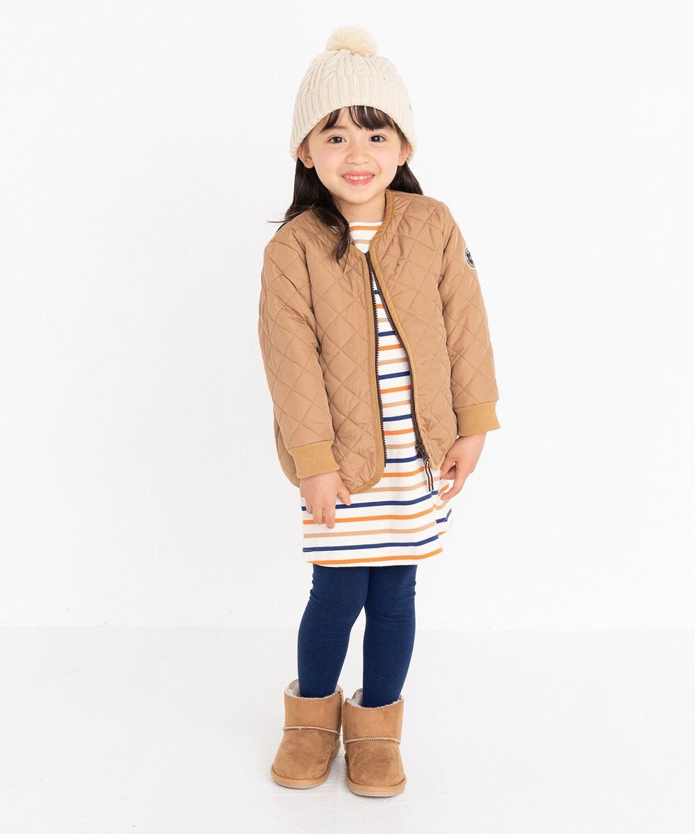 MIKI HOUSE HOT BISCUITS 【80-120cm】 抗菌・抗ウィルス ノーカラー キルティング 中綿ジャンパー 