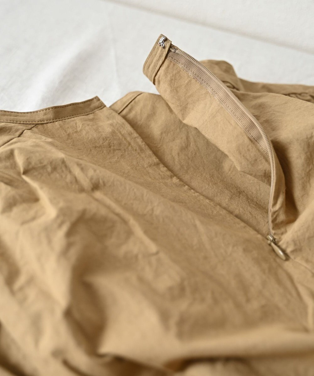 muuc 〈遠州織物〉ウエスト紐付き フレンチスリーブ ポピーの花刺繍 ワンピース 