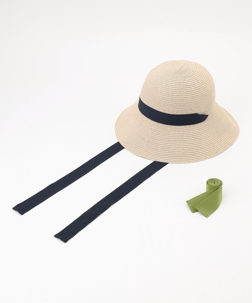 #Newans 【UVカット/洗える】〈花乃まりあさんコラボ〉リボン2本つきサマーハット 