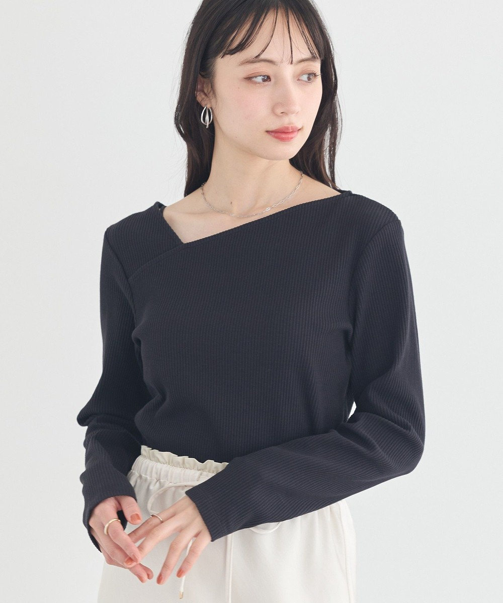 earth music&ecology アシメネックリブプルオーバー 