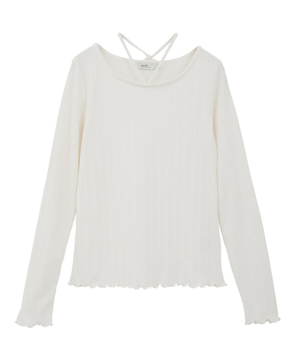 earth music&ecology チェーンリブホルターネックプルオーバー 