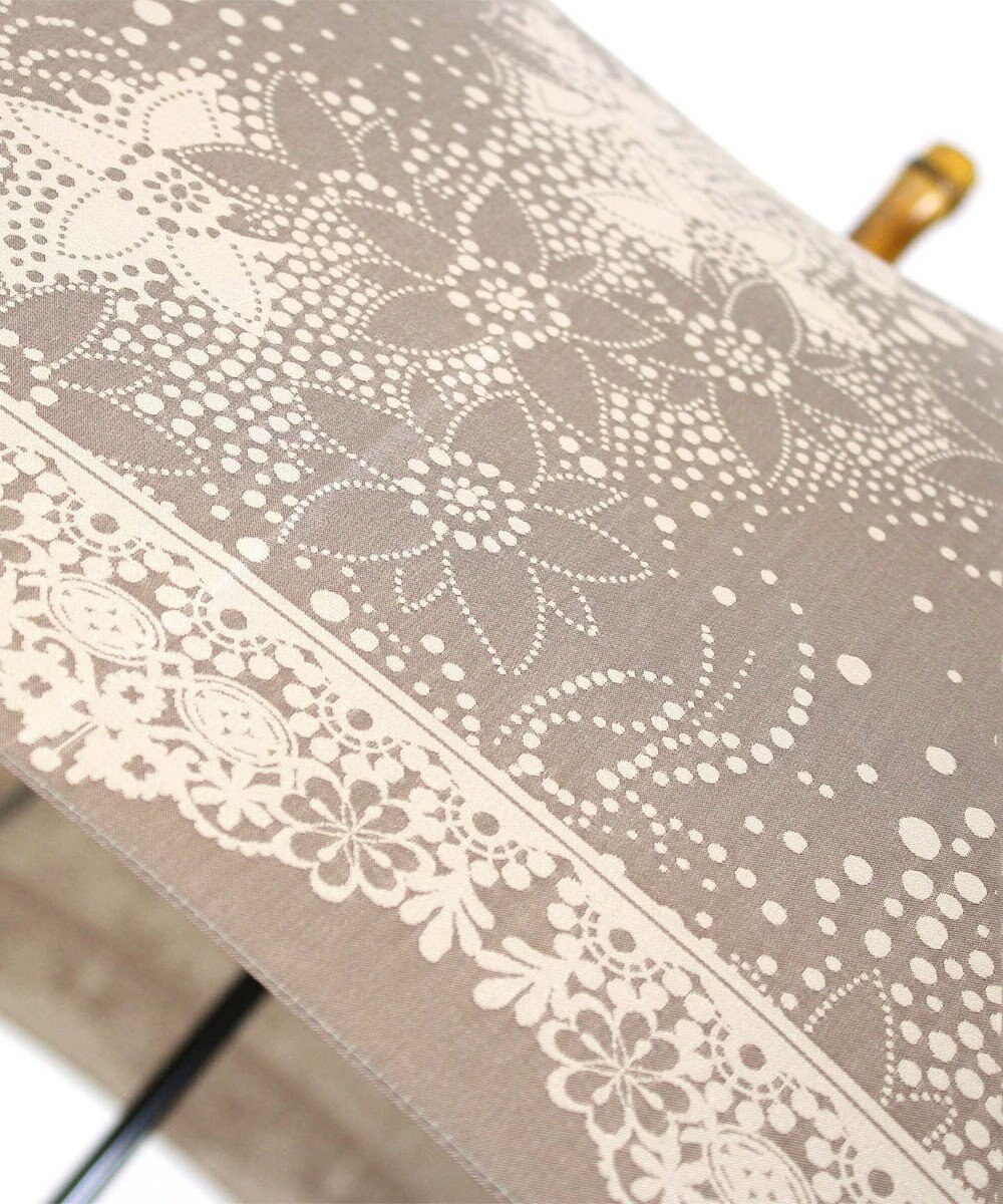 槇田商店 Kirie ドットフラワー モカブラウン 長傘 