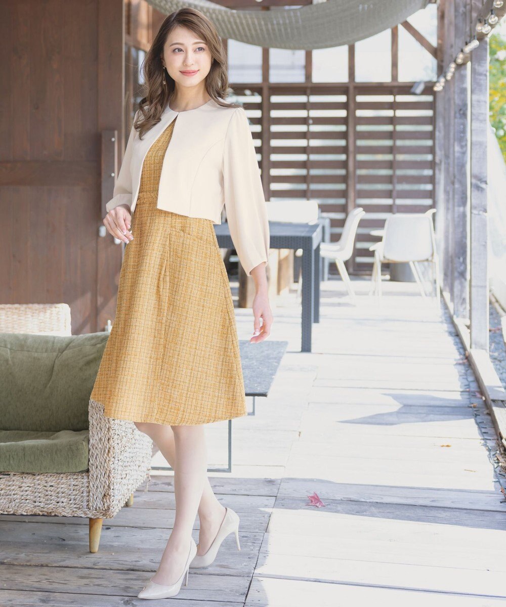 Tiaclasse L 【洗える】タックパフスリーブボレロ 