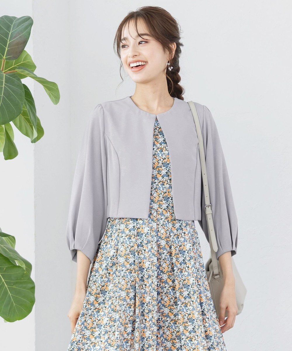 Tiaclasse L 【洗える】タックパフスリーブボレロ 