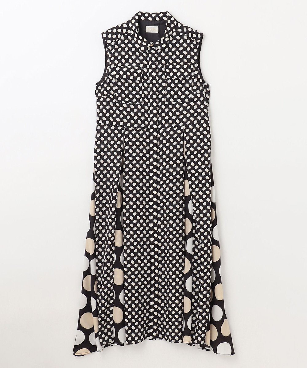 グレースコンチネンタルドットコンビシャツドレス 36サイズ ブラック