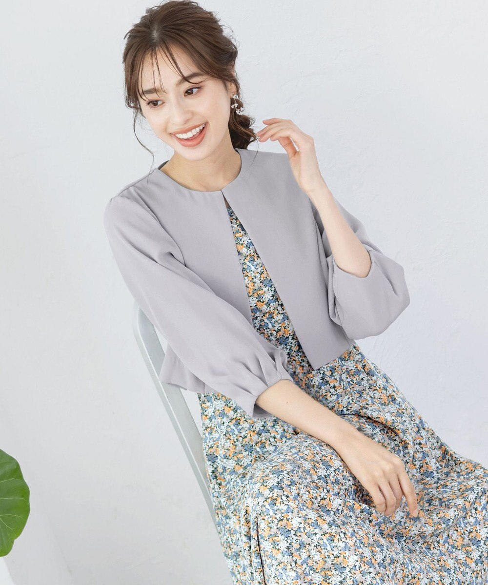 Tiaclasse L 【洗える】タックパフスリーブボレロ 