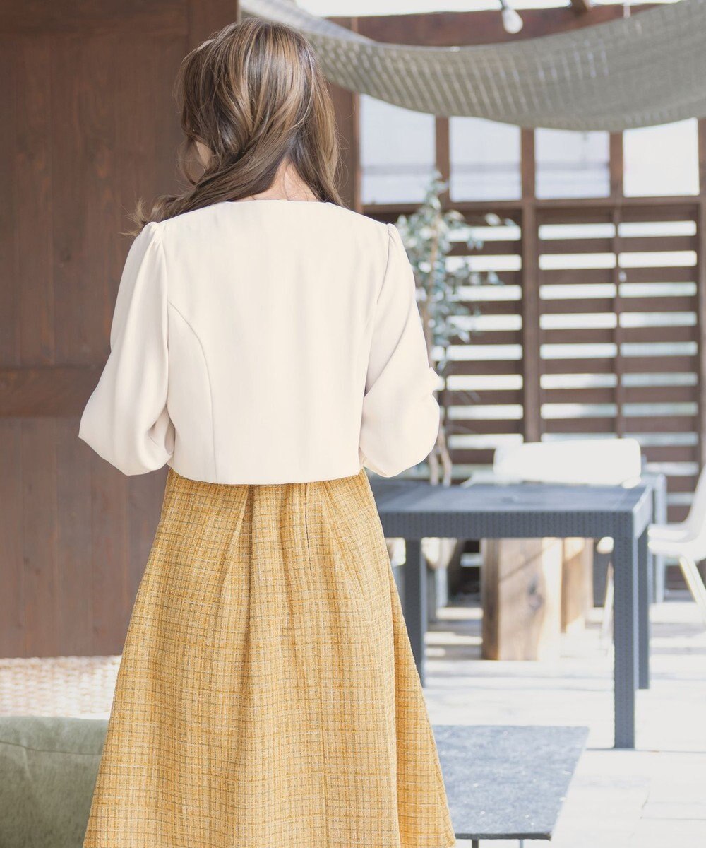 Tiaclasse L 【洗える】タックパフスリーブボレロ 