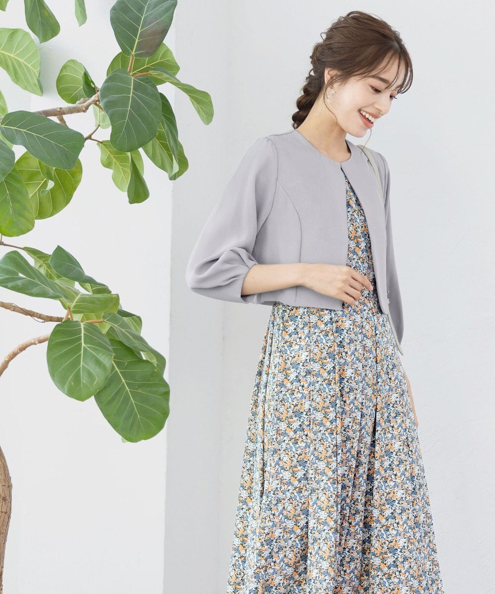 Tiaclasse L 【洗える】タックパフスリーブボレロ 