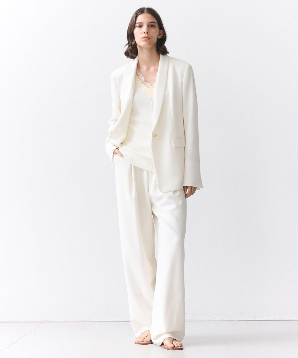 BEIGE， GYPSUM / シルキータッチ セミワイドタックパンツ 