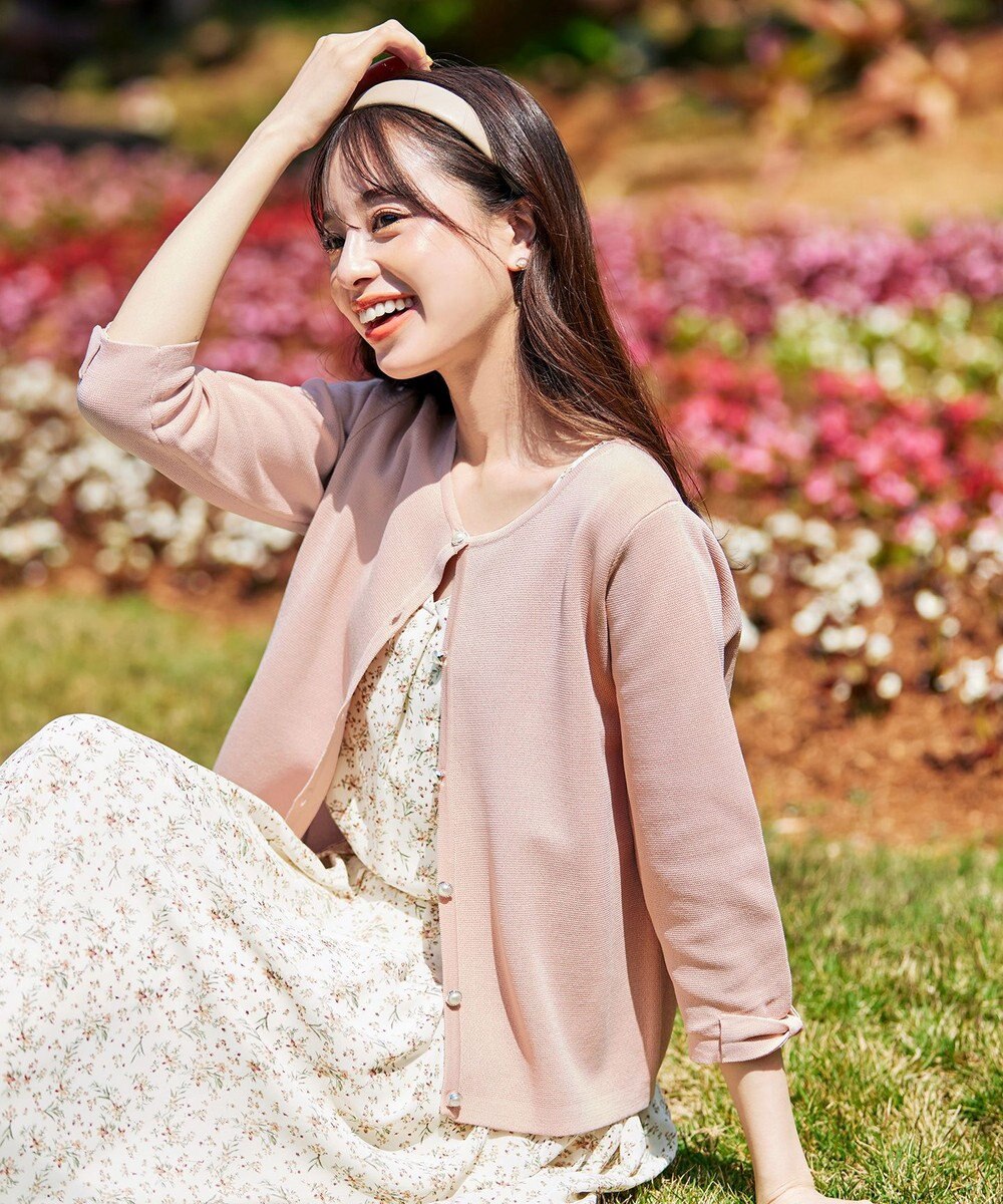 Tiaclasse L 【洗える】ミラノリブ編みが大人上品なリボンニットカーディガン 