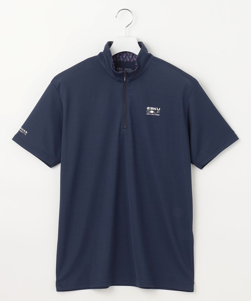 23区GOLF 【MEN】【接触冷感・UVケア・吸水速乾】ハーフジップ 無地ポロシャツ 
