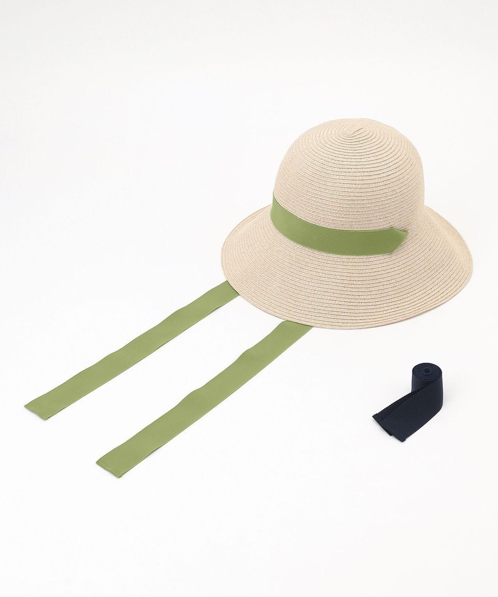 #Newans 【UVカット/洗える】〈花乃まりあさんコラボ〉リボン2本つきサマーハット 