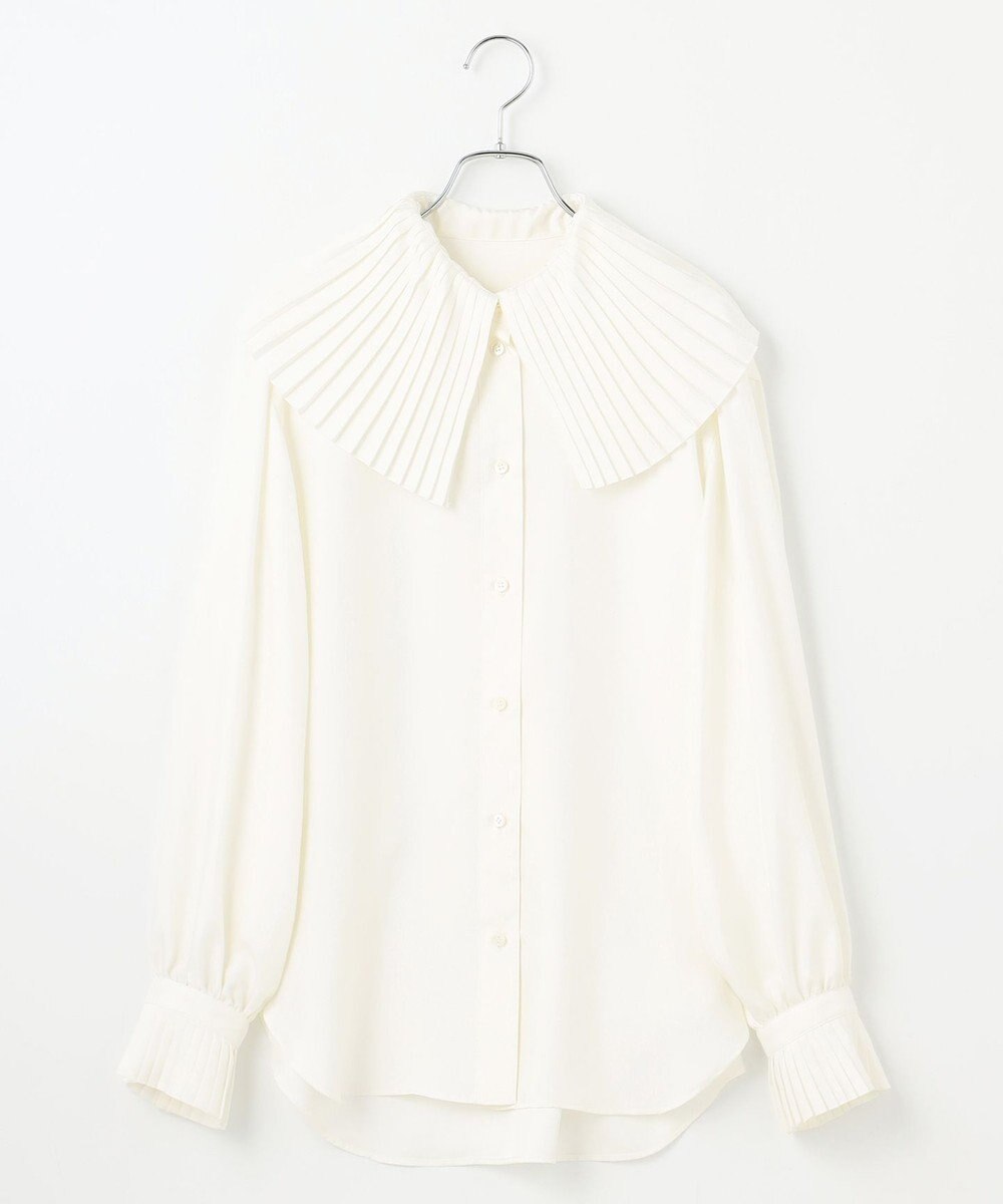 #Newans 【シワになりにくい/洗濯機可能】プリーツカラーブラウス 