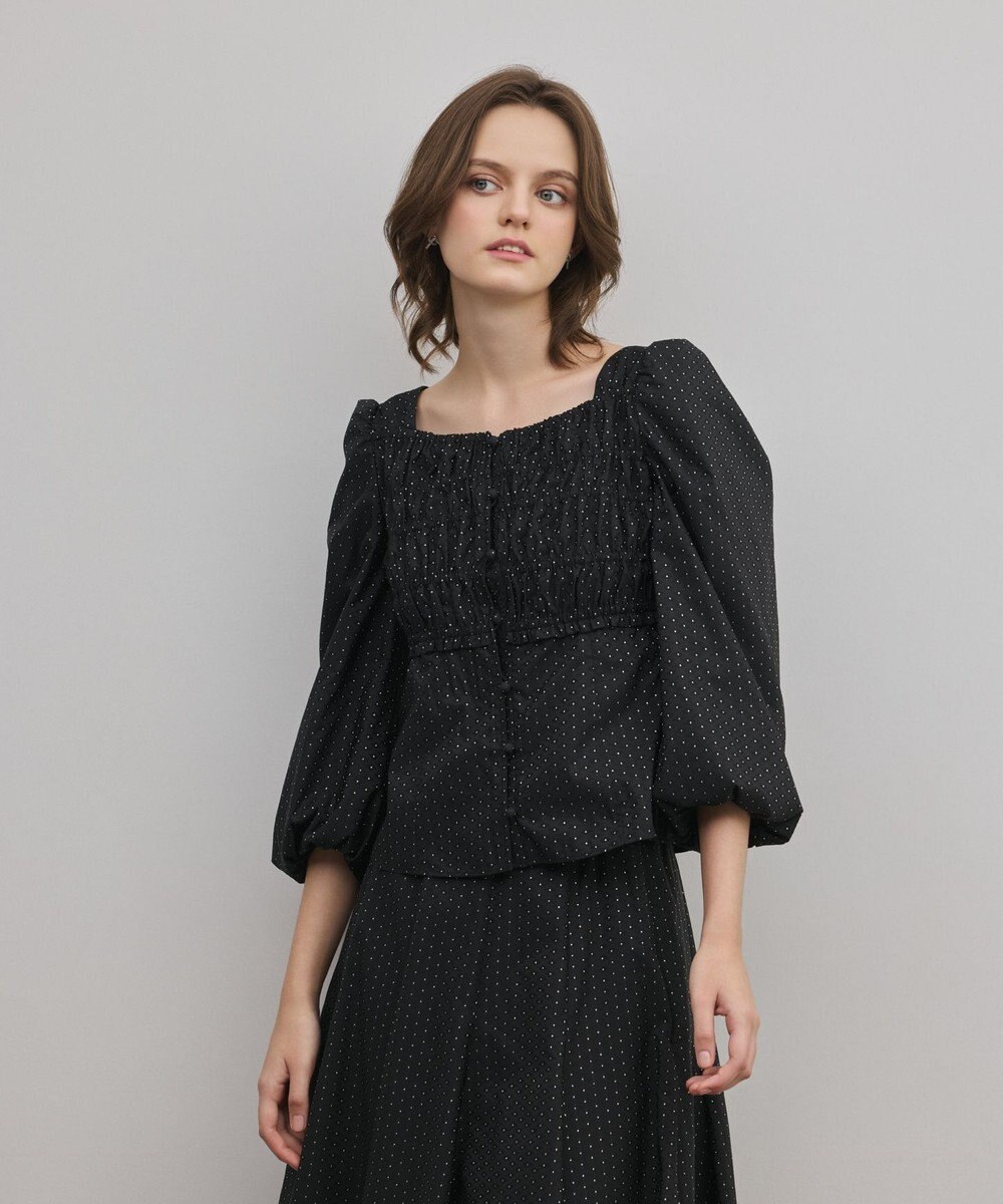 GRACE CONTINENTAL ラメドットタフタジャガードトップ 