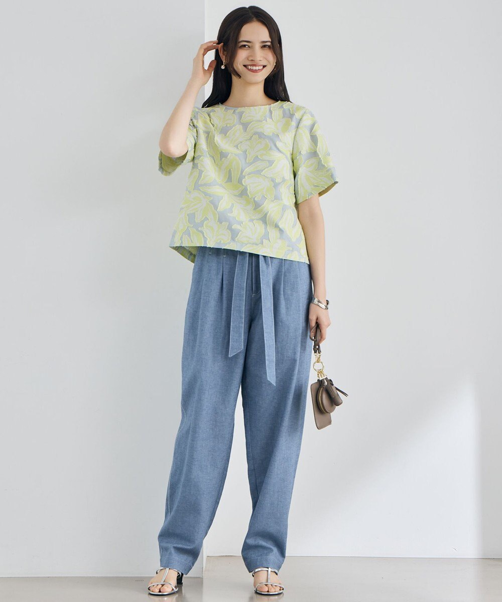 自由区 L 【カタログ掲載】コットンリネンシャンブレーテーパード パンツ 