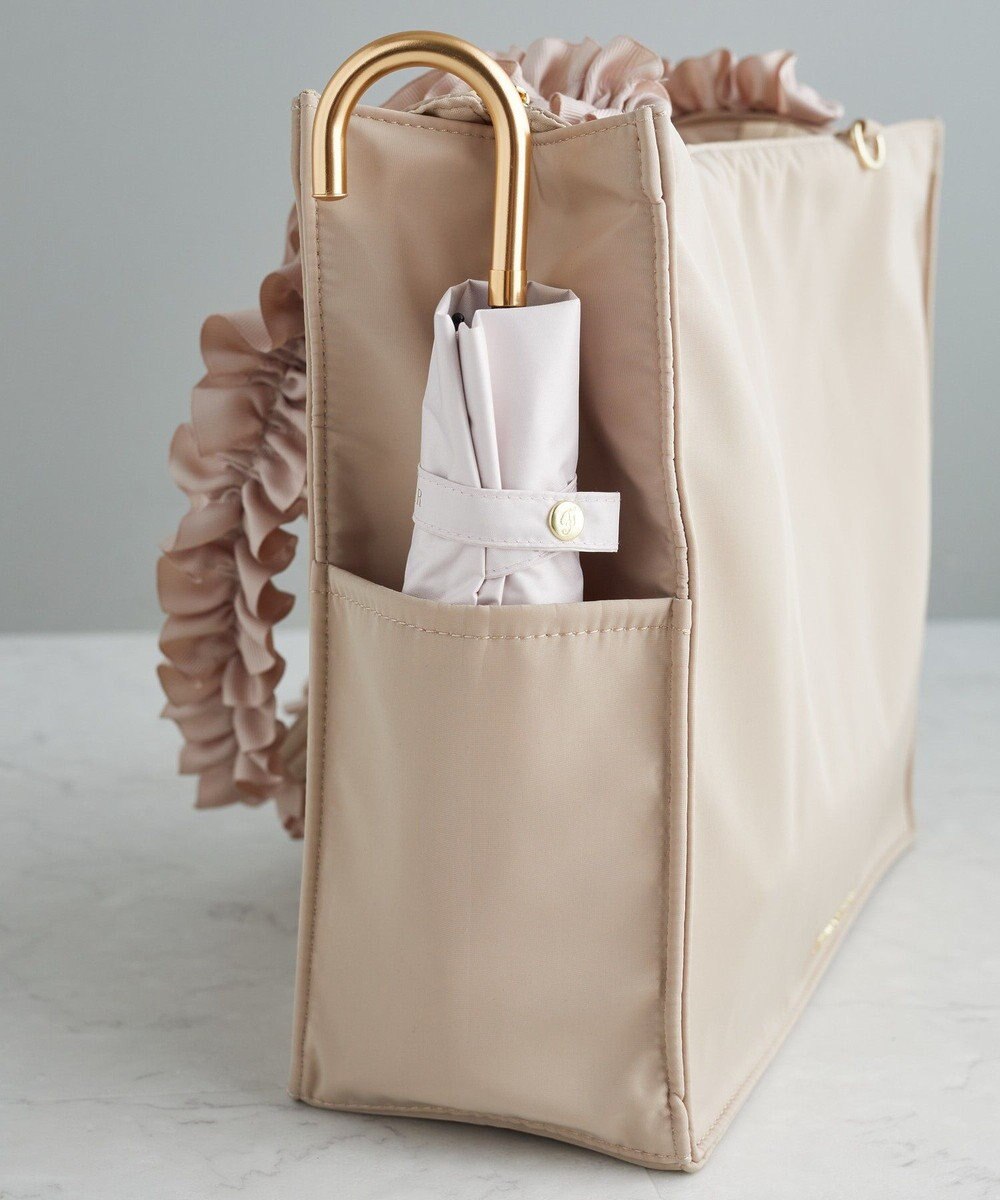 Maison de FLEUR サイドポケットフリルハンドルスクエアトートバッグ 