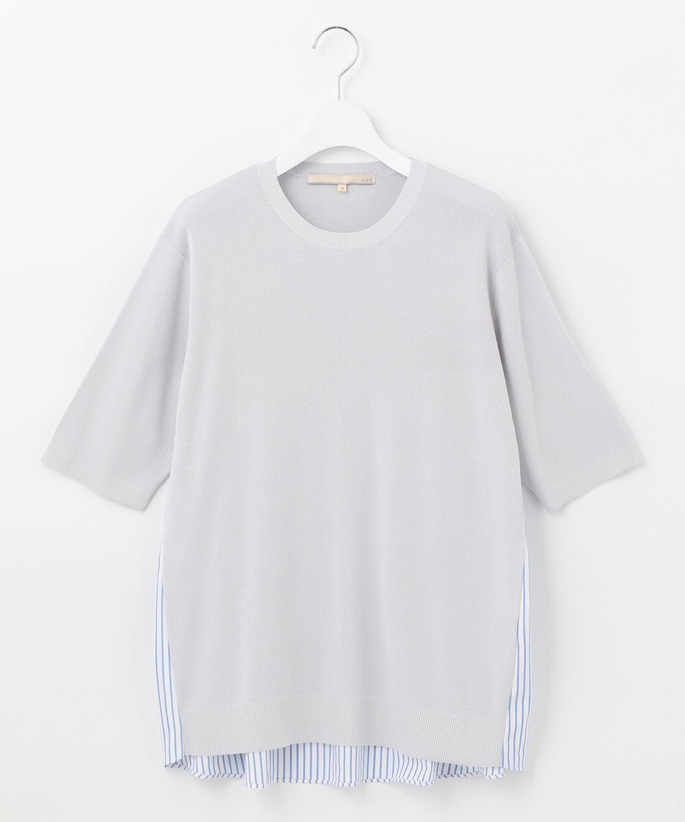 自由区 【洗える】ハイツイストコットンアセテート バックデザイン プルオーバーニット 
