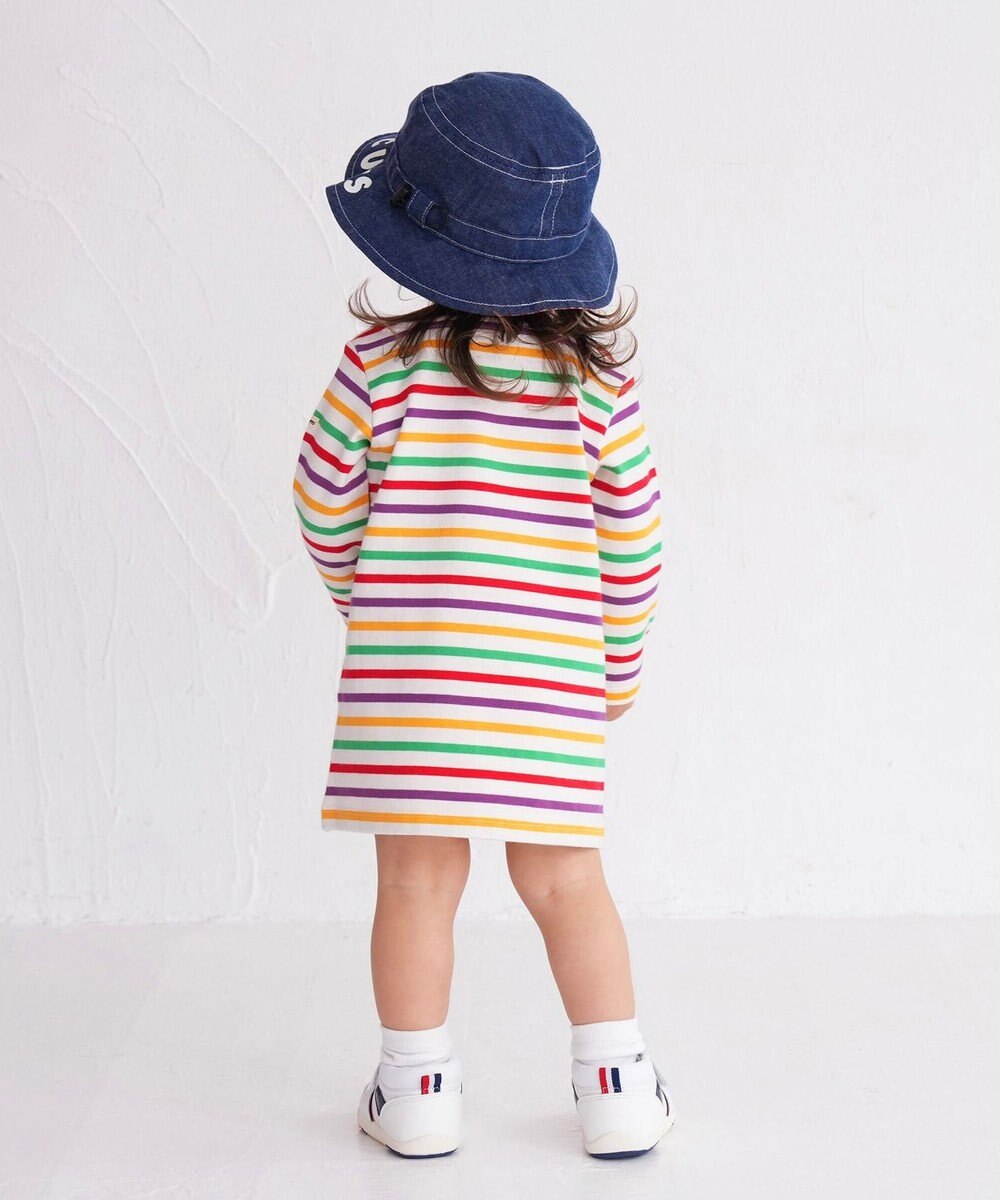 MIKI HOUSE HOT BISCUITS 【80-120cm】 ボーダー 長袖ワンピース 