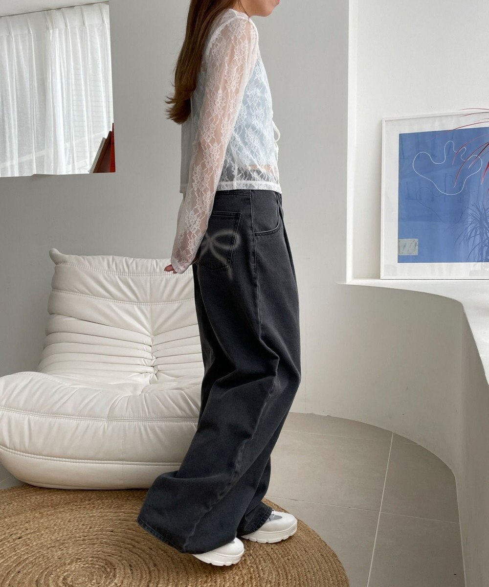 WEGO モチーフデニムタックパンツ 