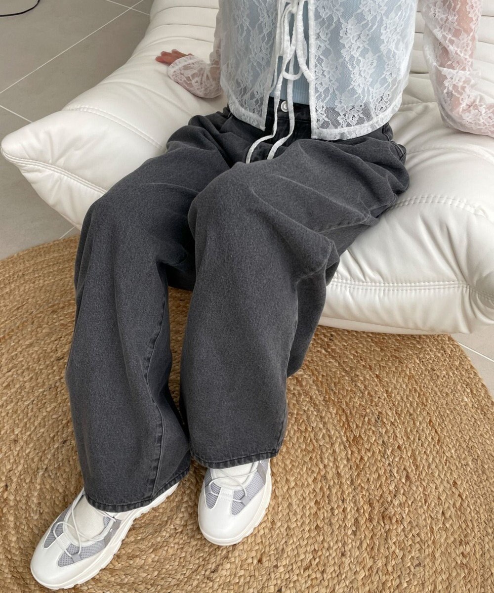 WEGO モチーフデニムタックパンツ 