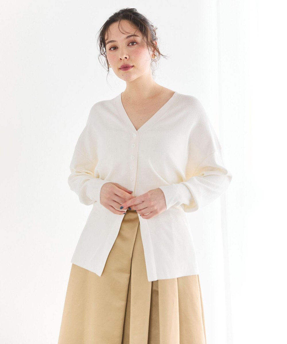 #Newans 【洗える】ファインボタンＶネックカーディガン 