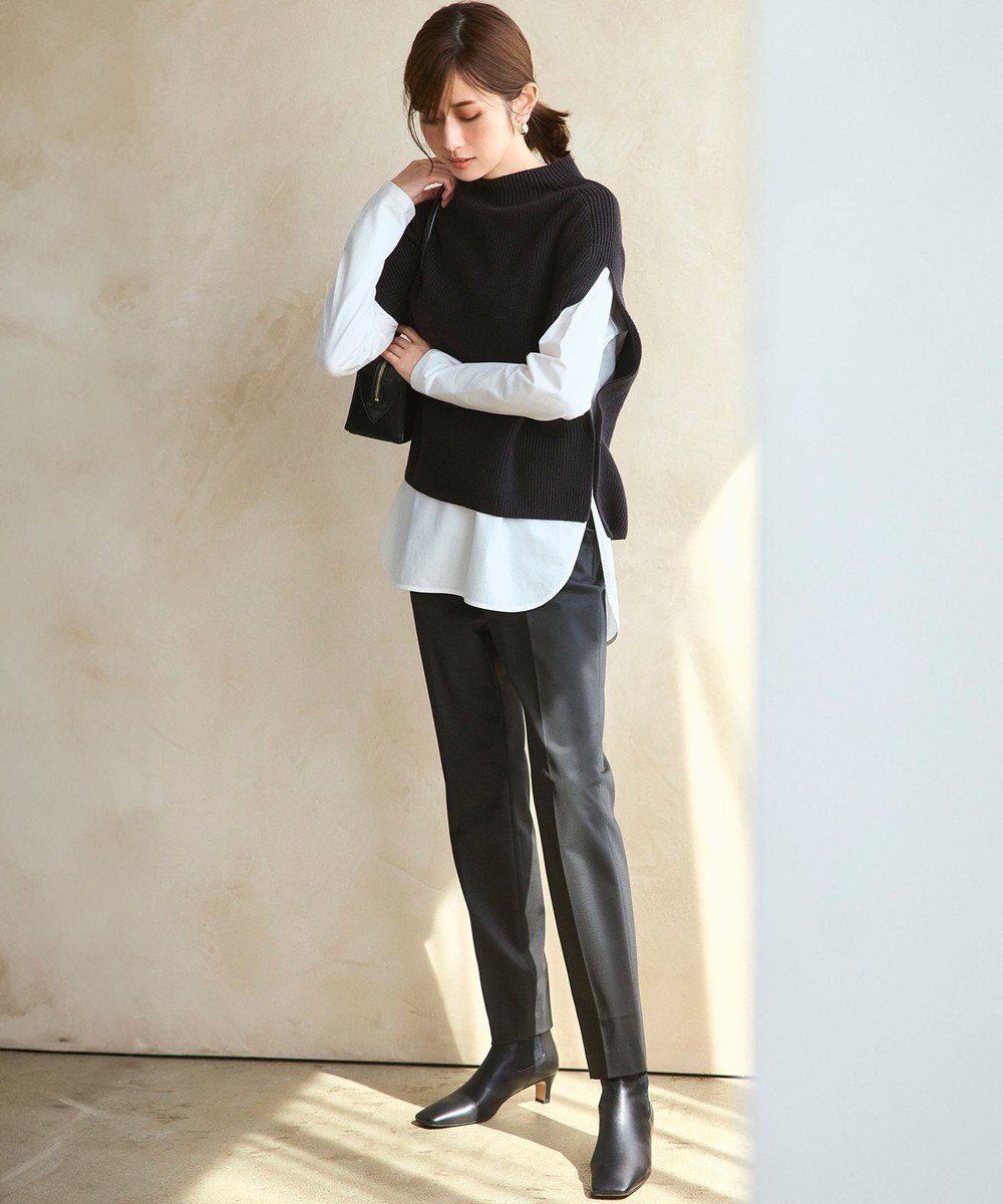 23区 【洗える】コットンリリー モックネックニットベスト 