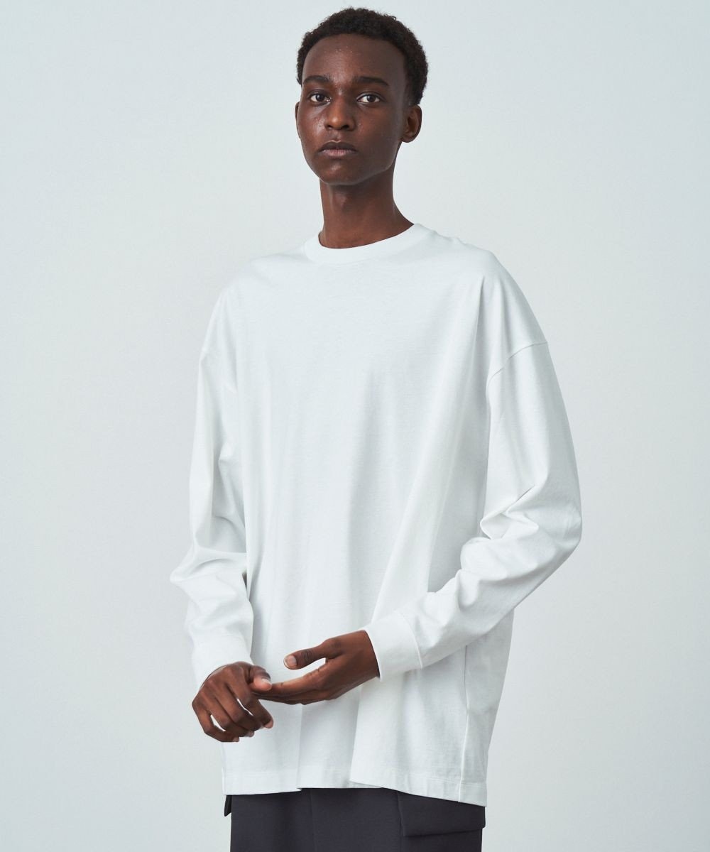 SUPIMA AIR 12/- | オーバーサイズ L/S Tシャツ - UNISEX, WHITE, 02