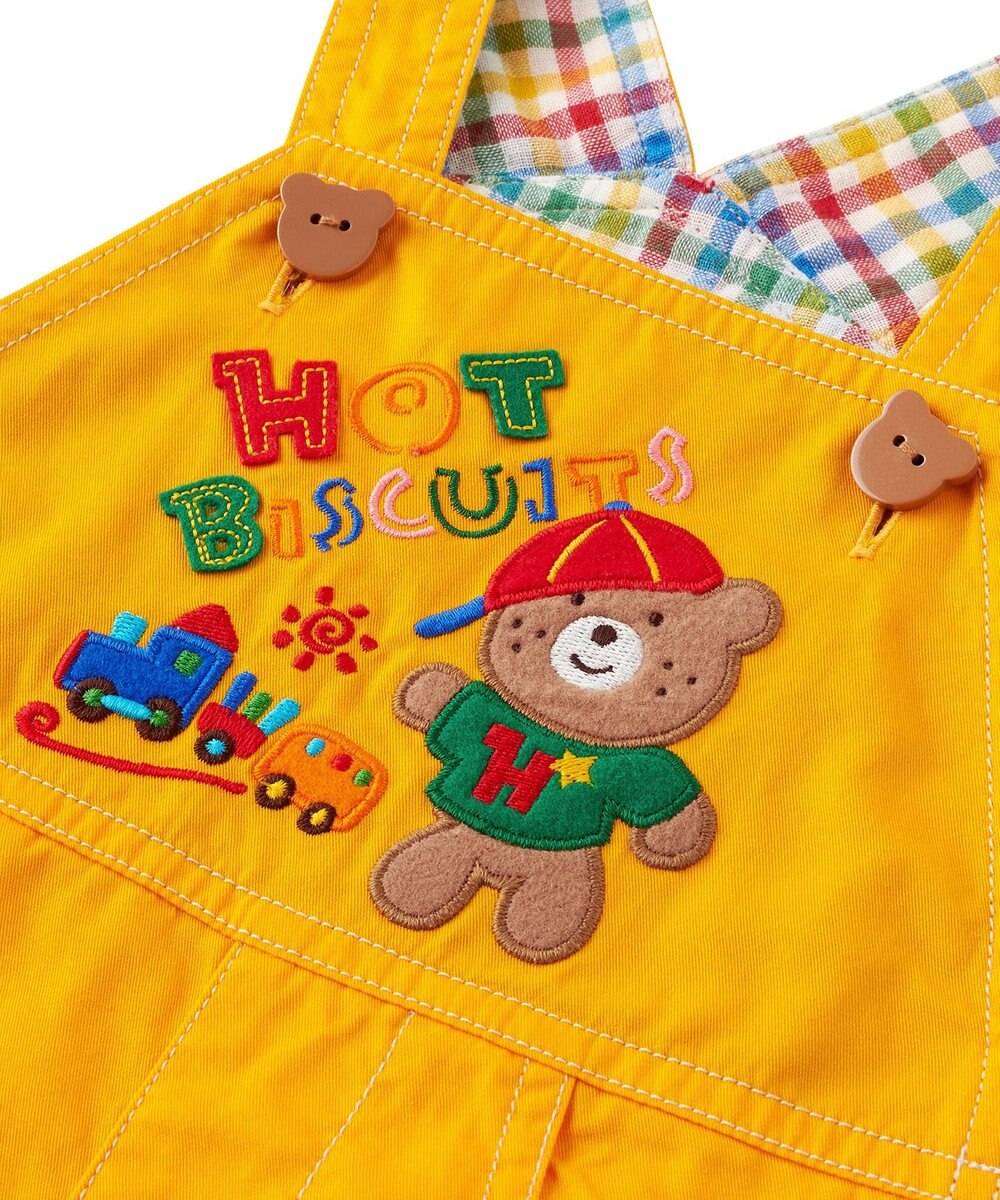 MIKI HOUSE HOT BISCUITS 【70-110cm】 レトロ ロゴ刺繍 オーバーオール 